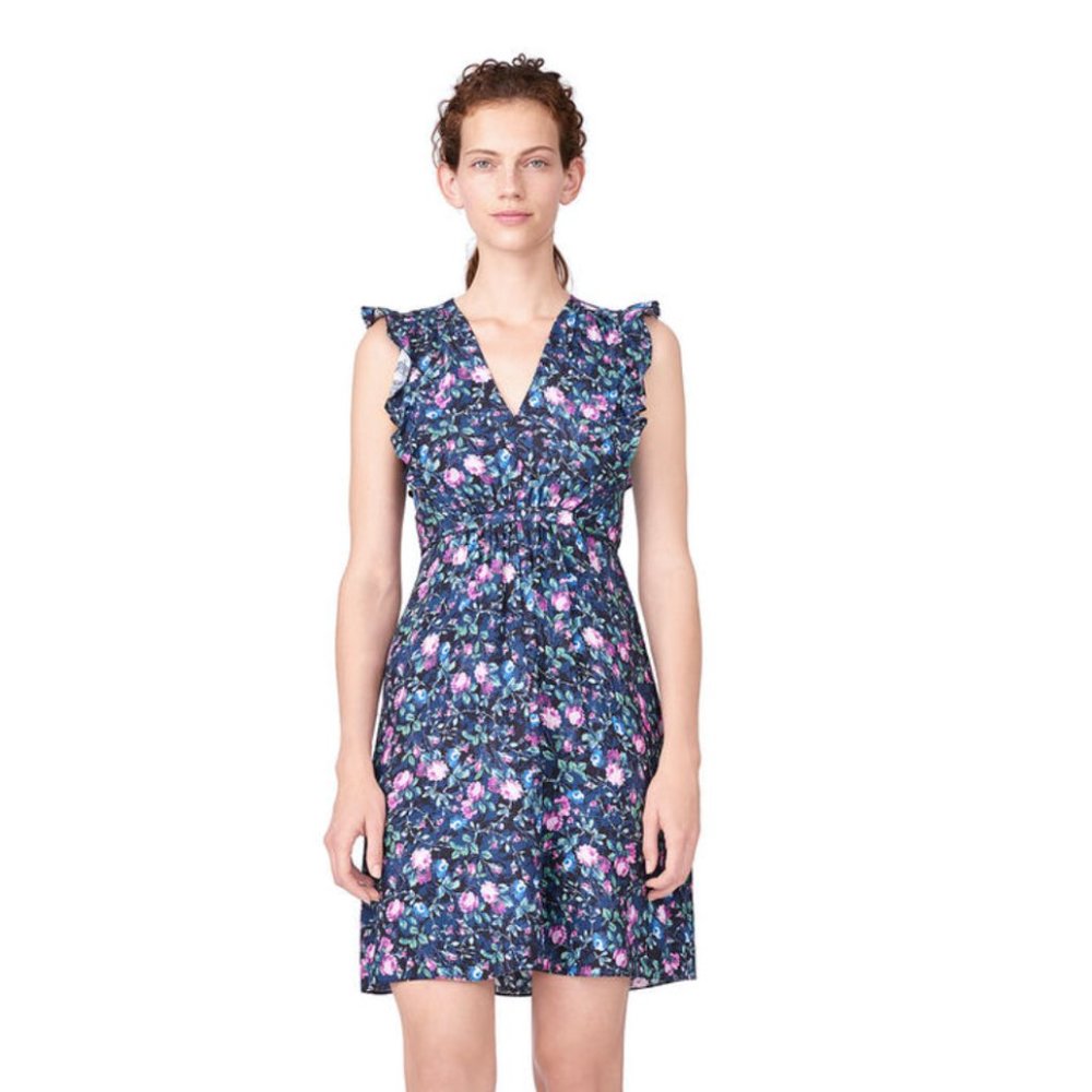 Rebecca Taylor Ruby Floral Hammered Silk Dress